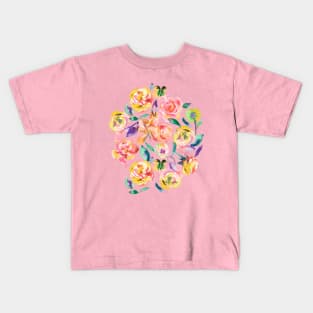 Watercolor Floral Roses Kids T-Shirt
